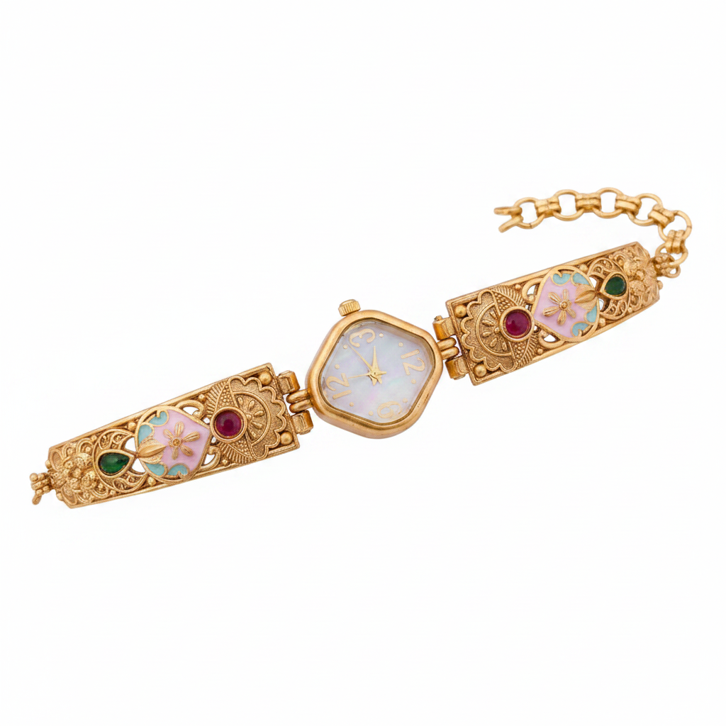 High Gold Antique Watch white background
