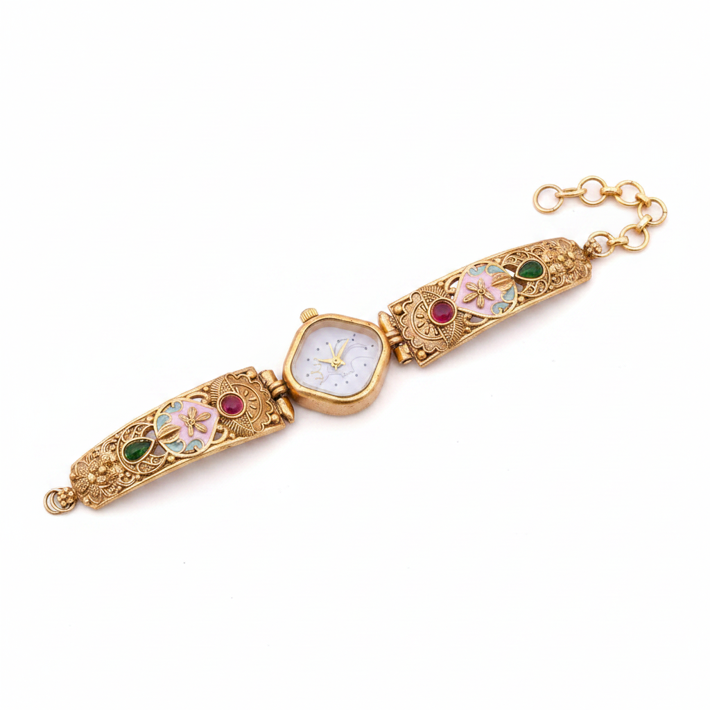 High Gold Antique Watch white background