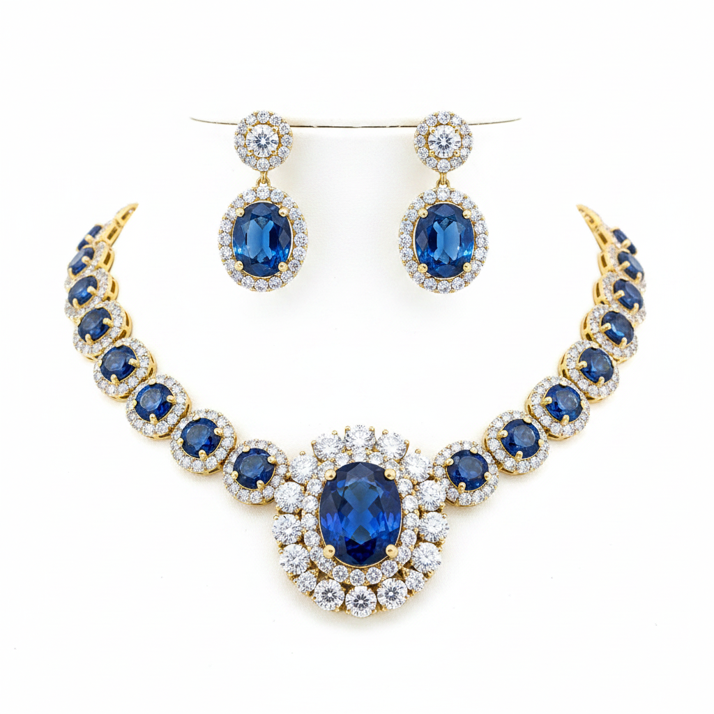 Red Kundan Necklace Set - White Background