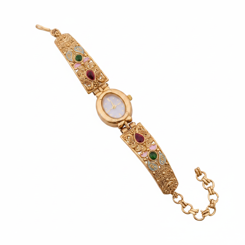 High Gold Antique Watch white background