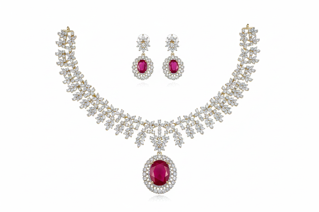 Ruby Diamond Necklace Set