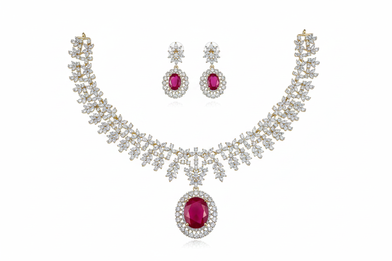 Ruby Diamond Necklace Set