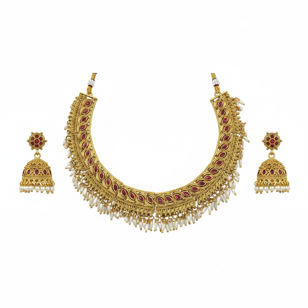 Ruby Red 45 Degree 2 Jhumkas