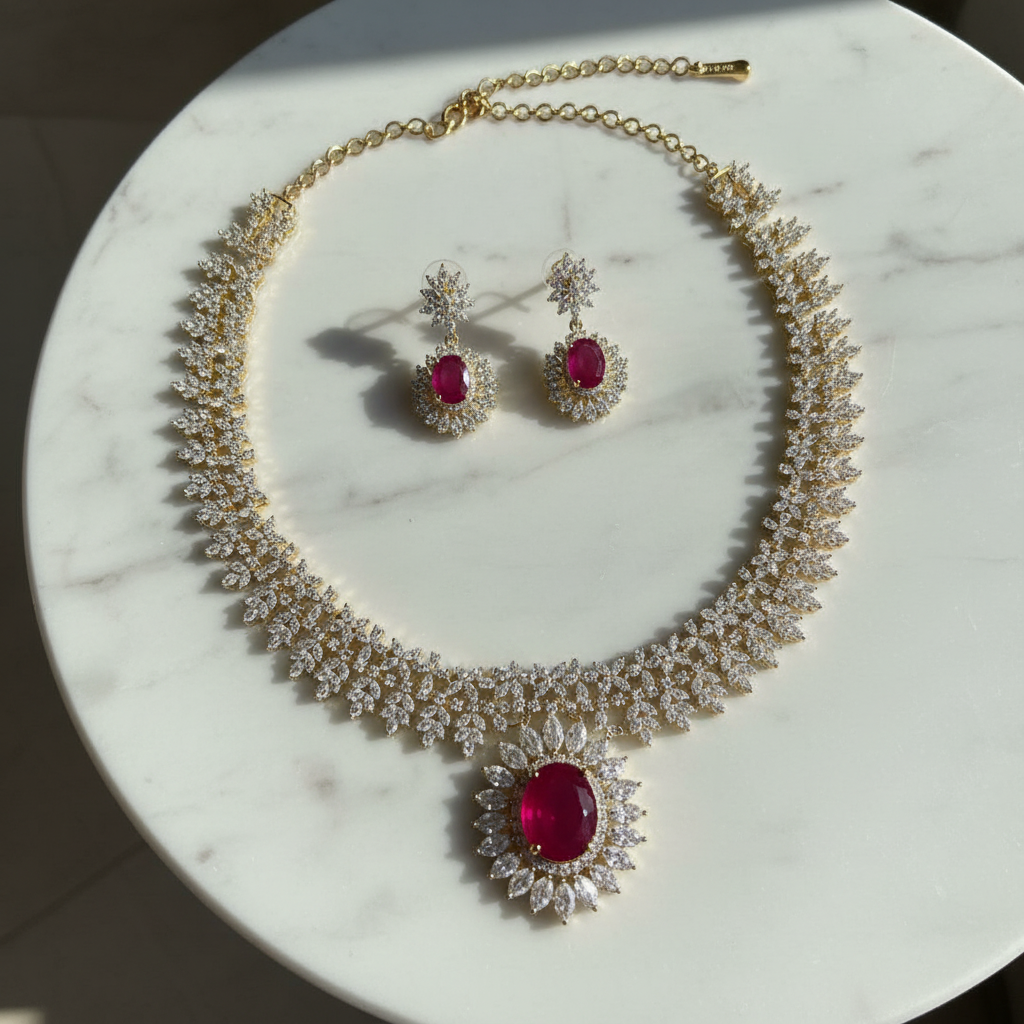 Ruby Set - Marble Table